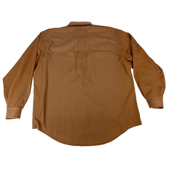 Van Heusen Men's Button Down Dress Shirt L 16-16.5 Orange Polyester Cotton - Picture 2 of 4